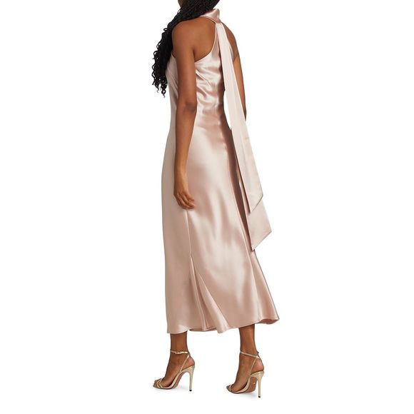 Galvan Pandora Satin Halterneck Midi-Dress - Picture 4 of 13
